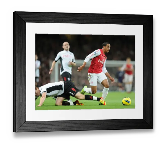 Framed Print : Theo Walcott Outmaneuvers John Arne Riisse: Arsenal vs Fulham, Premier League 2011-12