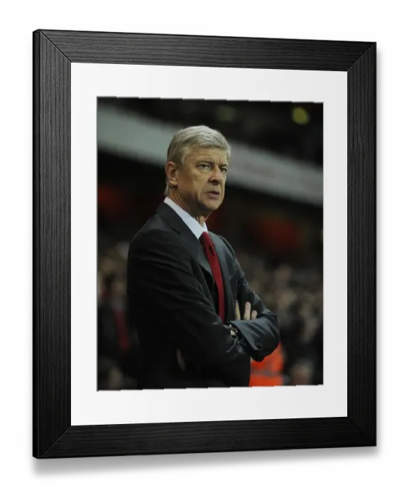 Framed Print : Arsene Wenger: Focused at the Emirates before Arsenal vs Fulham (2011-12)