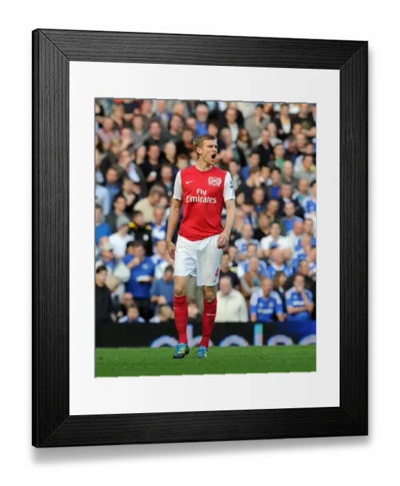 Framed Print : Per Mertesacker Leads Arsenal to a 5-3 Victory over Chelsea in the Premier League (2011-12)