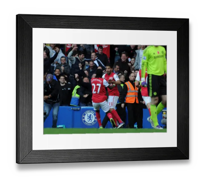 Framed Print : Andre Santos celebrates scoring Arsenals 2nd goal with Gervinho. Chelsea 3: 5 Arsenal Framed Print : Andre Santos celebrates scoring Arsenals 2nd goal with Gervinho. Chelsea 3: 5 Arsenal