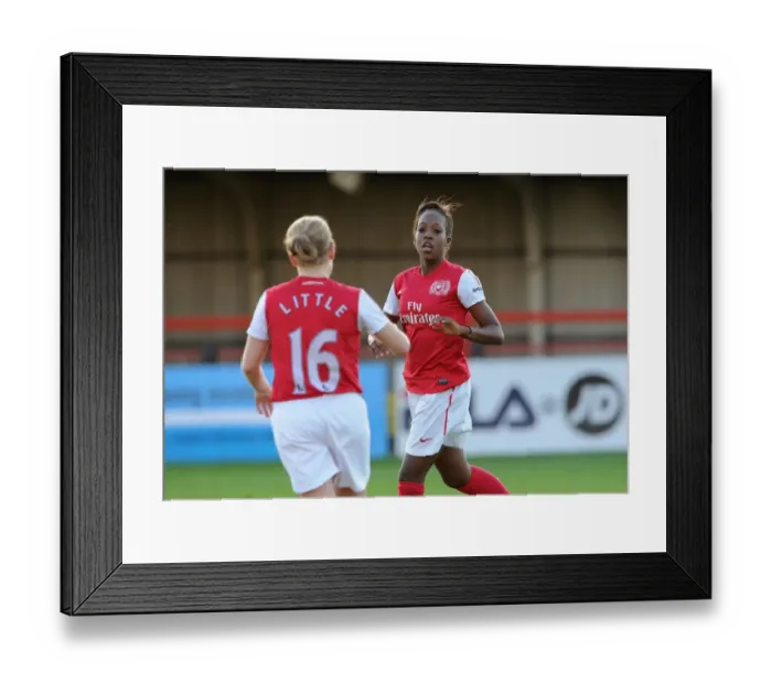 Framed Print : Five-Star Celebration: Danielle Carter and Kim Little's Unforgettable Goal Spree in Arsenal Women's UEFA Champions League Victory (5-1 vs Rayo Vallecano)