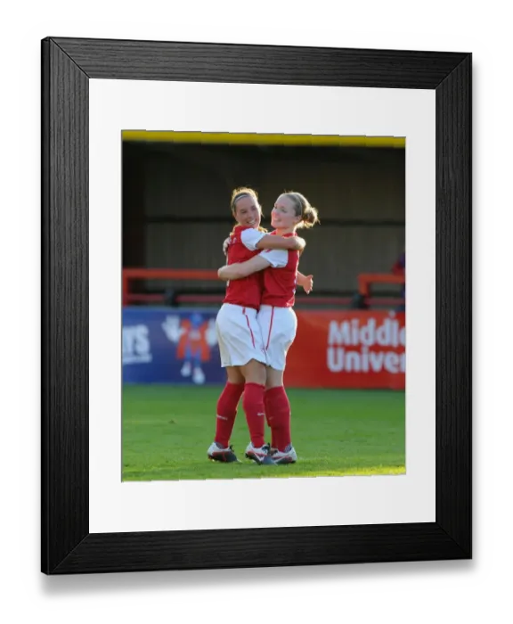 Framed Print : Arsenal Women's Champions League Triumph: Kim Little and Jordan Nobbs Historic 5-1 Victory over Rayo Vallecano