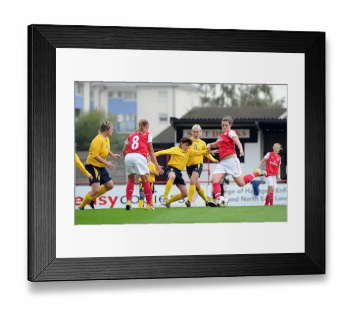 Framed Print : Arsenal Women's Dominance: Jennifer Beattie Scores Second Goal in 6-0 Win over Bobruichanka (UEFA Women's Champions League)
