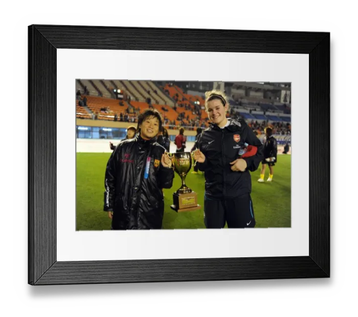 Framed Print : Arsenal Ladies vs INAC Kobe: A Thrilling 1-1 Draw in Tokyo's Charity Match at Nishigaoka Stadium (November 30, 2011) - Jennifer Beattie's Unforgettable Performance Framed Print : Arsenal Ladies vs INAC Kobe: A Thrilling 1-1 Draw in Tokyo's Charity Match at Nishigaoka Stadium (November 30, 2011) - Jennifer Beattie's Unforgettable Performance
