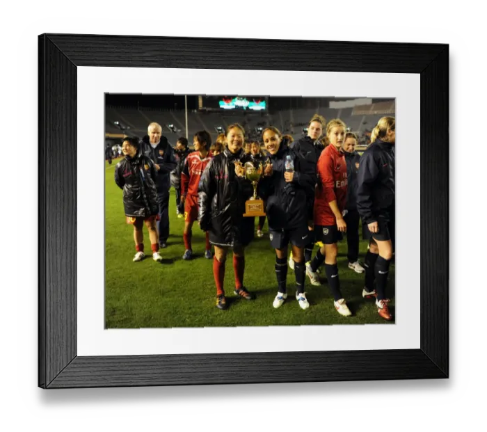 Framed Print : Alex Scott and Homare Sawa Lead Teams to 1-1 Draw in Charity Match between INAC Kobe and Arsenal Ladies at Nishigaoka Stadium, Tokyo (November 30, 2011)