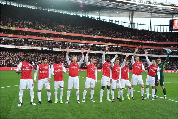 Arsenal Players Waving to Fans Before Arsenal v Everton, Premier League 2011-12