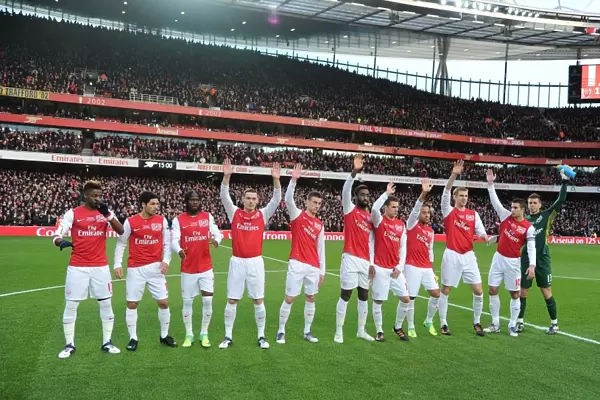 Arsenal Players Waving to Fans Before Arsenal v Everton, Premier League 2011-12