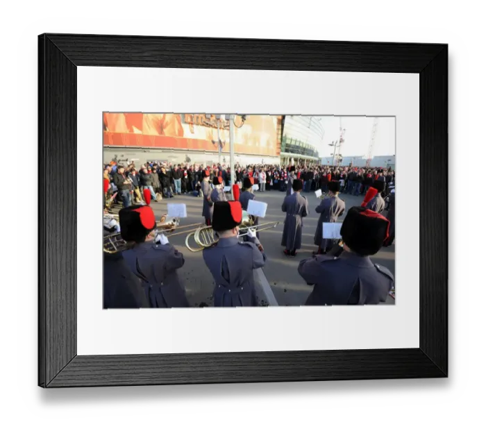 Framed Print : A marching band perform outside the stadium before the match. Arsenal 1: 0 Everton Framed Print : A marching band perform outside the stadium before the match. Arsenal 1: 0 Everton
