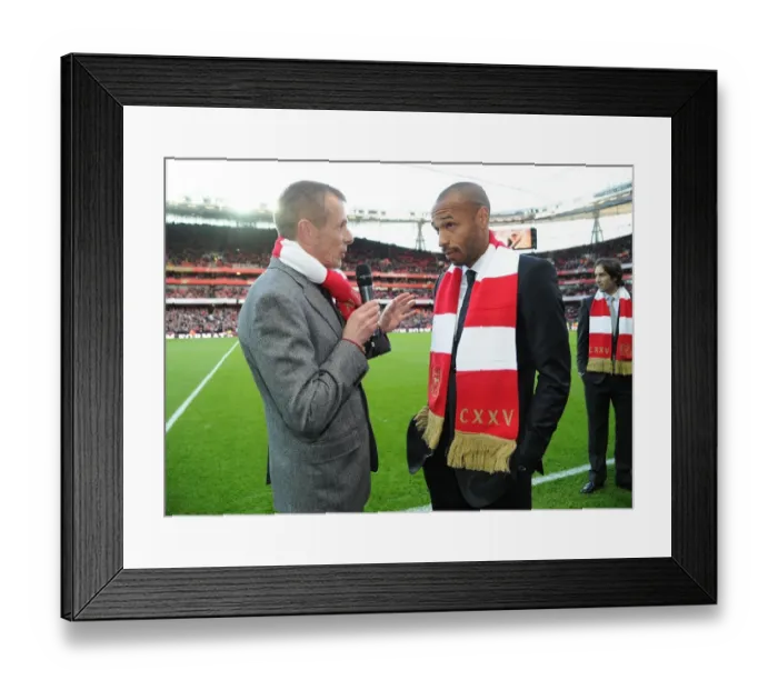 Framed Print : Arsenal Legend Thierry Henry Interviewed Before Arsenal vs. Everton, Premier League 2011-12