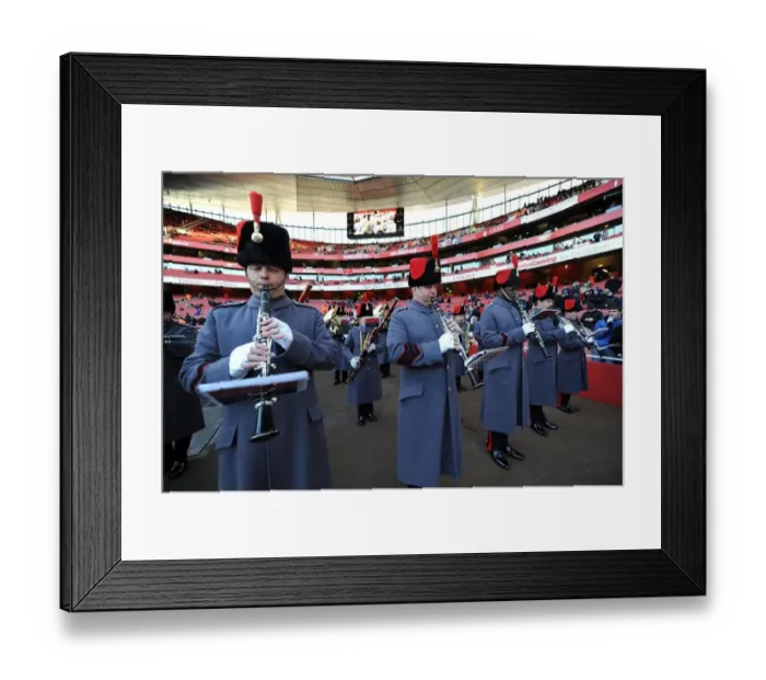 Framed Print : Military Band Salutes at Arsenal vs. Everton Premier League Match, 2011 Framed Print : Military Band Salutes at Arsenal vs. Everton Premier League Match, 2011