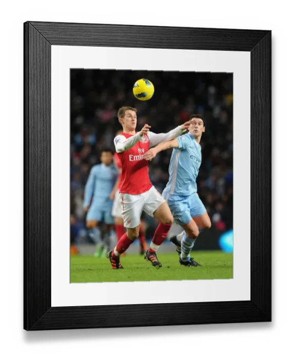 Framed Print : Clash of Titans: Ramsey vs. Barry - Manchester City vs. Arsenal, Premier League, 2011