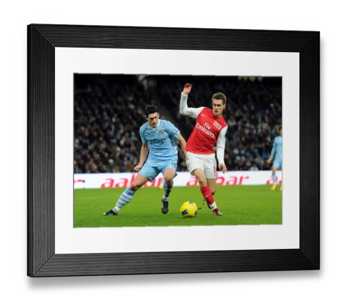 Framed Print : Ramsey vs. Barry: Clash at the Etihad - Manchester City vs. Arsenal, Premier League, 2011