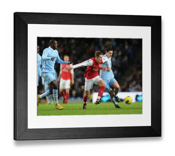 Framed Print : Clash of Titans: Ramsey vs. Toure & Barry - Manchester City vs. Arsenal, Premier League, 2011-12 Framed Print : Clash of Titans: Ramsey vs. Toure & Barry - Manchester City vs. Arsenal, Premier League, 2011-12