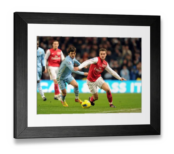 Framed Print : Ramsey vs. Silva: Clash of the Midfield Maestros - Manchester City vs. Arsenal, Premier League, 2011-12