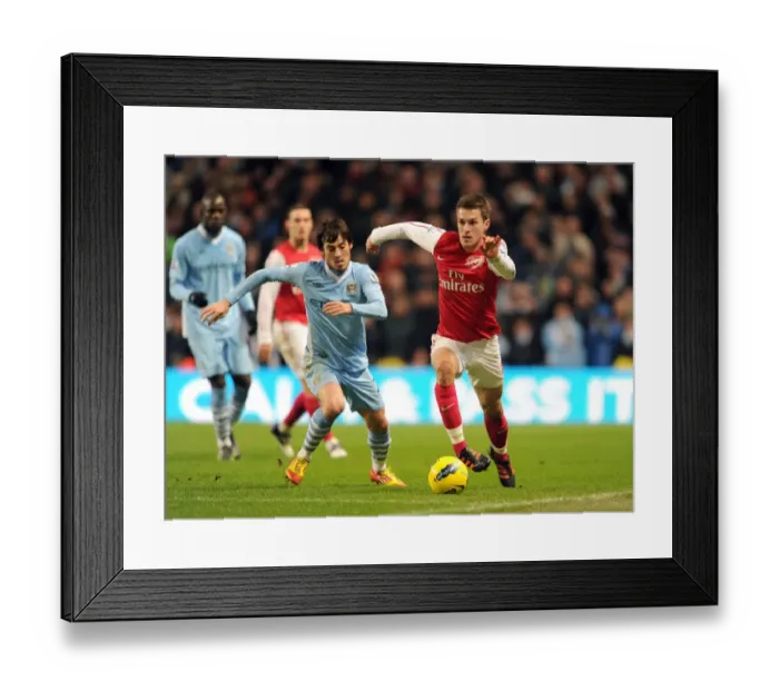 Framed Print : Clash of Stars: Ramsey vs. Silva - Manchester City vs. Arsenal, Premier League 2011-12