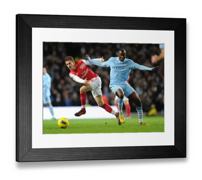Framed Print : Clash of Midfield Titans: Ramsey vs. Yaya Toure, Manchester City vs. Arsenal, Premier League Showdown (2011-12)