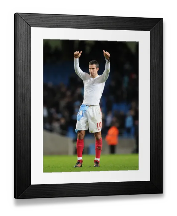 Framed Print : Robin van Persie Salutes Arsenal Fans: Manchester City vs Arsenal, Premier League 2011-12