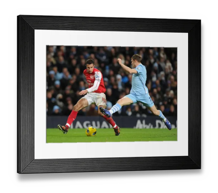 Framed Print : Robin van Persie vs. James Milner: Clash of the Titans - Manchester City vs. Arsenal, Premier League, 2011-12