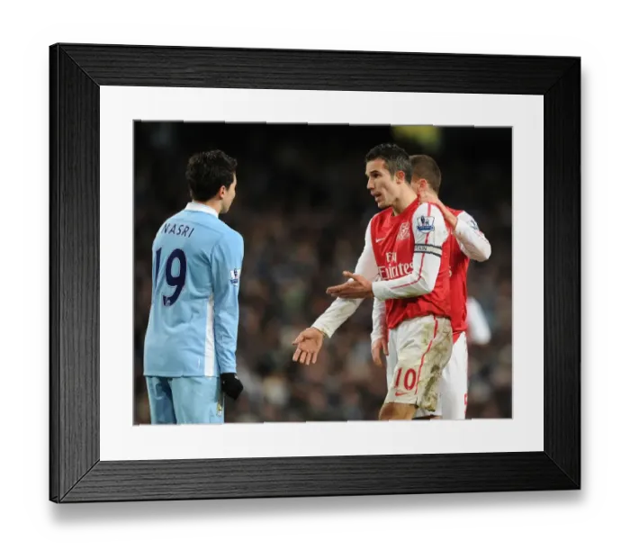 Framed Print : Clash of Rivals: Van Persie vs. Nasri - Manchester City vs. Arsenal, Premier League 2011-12 Framed Print : Clash of Rivals: Van Persie vs. Nasri - Manchester City vs. Arsenal, Premier League 2011-12