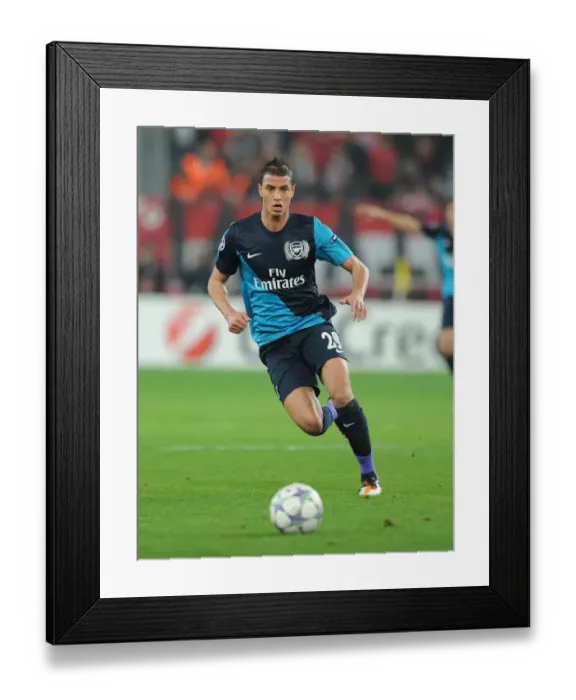 Framed Print : Marouane Chamakh in Action: Olympiacos vs. Arsenal, UEFA Champions League 2011-12
