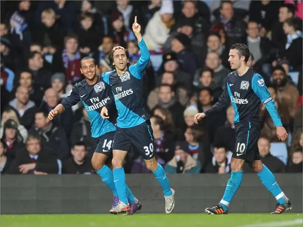 Benayoun and Walcott Celebrate Arsenal's Winning Goals Against Aston Villa (2011-12)
