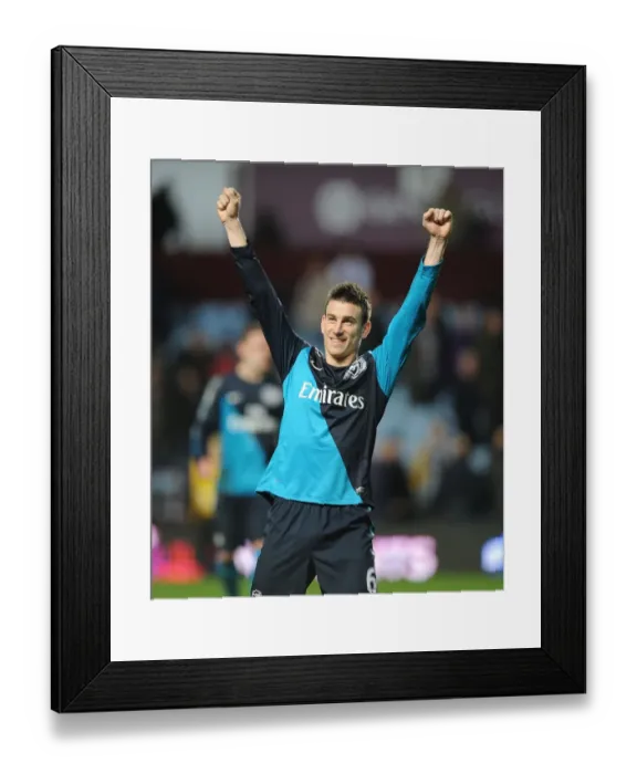 Framed Print : Laurent Koscielny's Celebration: Arsenal's Victory over Aston Villa (2011-12) Framed Print : Laurent Koscielny's Celebration: Arsenal's Victory over Aston Villa (2011-12)