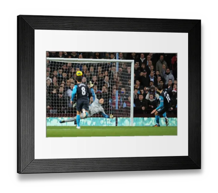 Framed Print : Robin van Persie Scores Penalty Past Brad Guzan: Aston Villa vs. Arsenal, Premier League 2011-12