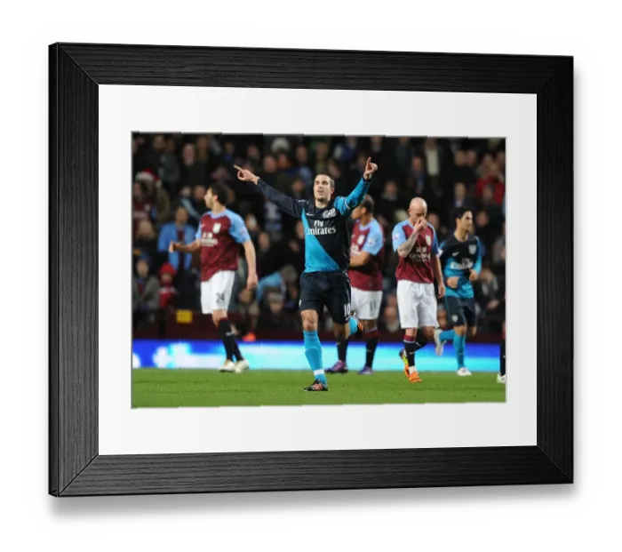 Framed Print : Robin van Persie Scores First Goal: Aston Villa vs. Arsenal, Premier League 2011-12