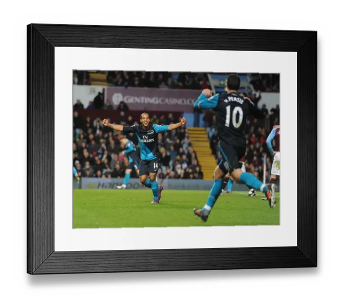 Framed Print : Arsenal Stars: Theo Walcott and Robin van Persie Celebrate Goals Against Aston Villa (2011-12) Framed Print : Arsenal Stars: Theo Walcott and Robin van Persie Celebrate Goals Against Aston Villa (2011-12)