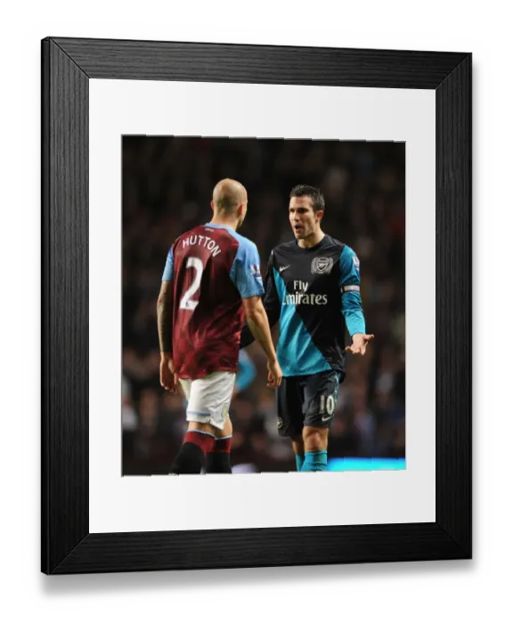 Framed Print : A Moment of Calm: Robin van Persie and Alan Hutton Amidst the Aston Villa vs. Arsenal Intensity (2011-12)