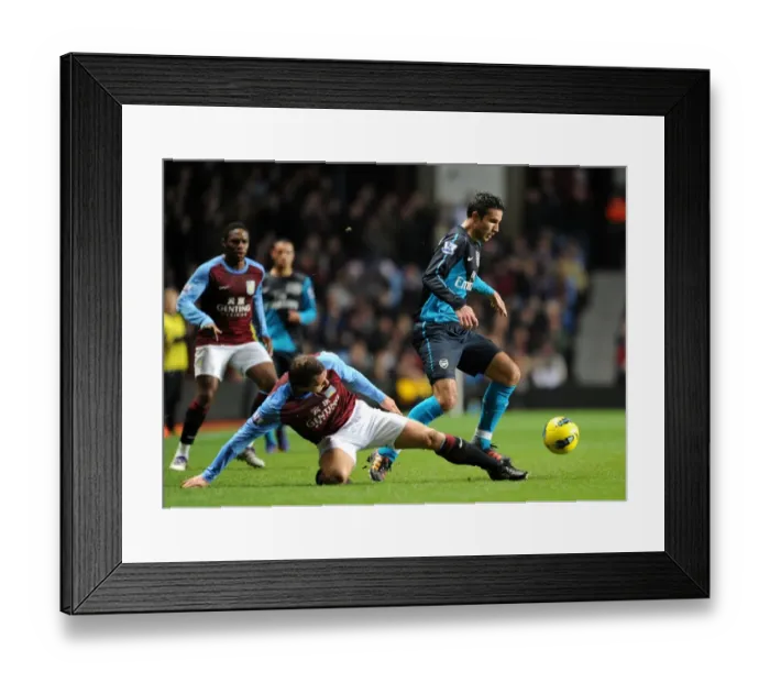 Framed Print : Robin van Persie vs. Stephen Warnock: A Battle in the 2011-12 Aston Villa vs. Arsenal Premier League Match
