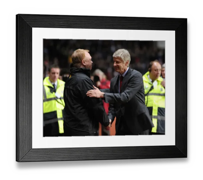 Framed Print : Arsene Wenger and Alex McLeish: A Pre-Match Handshake at Aston Villa vs. Arsenal (2011-12) Framed Print : Arsene Wenger and Alex McLeish: A Pre-Match Handshake at Aston Villa vs. Arsenal (2011-12)