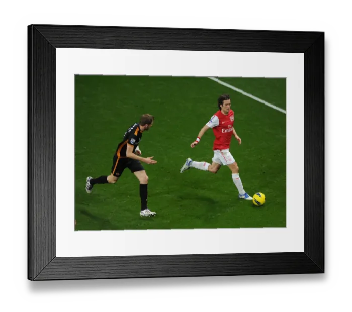 Framed Print : Arsenal's Rosicky Clashes with Wolves Stearman in Premier League Showdown