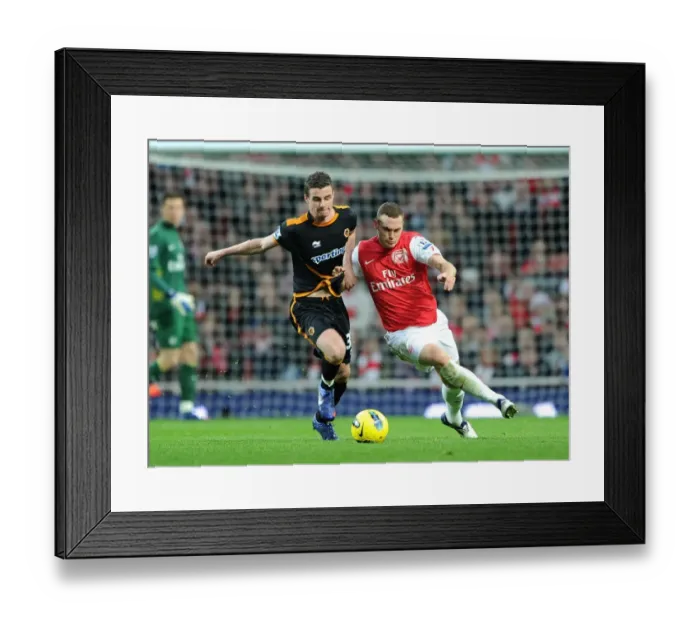 Framed Print : Thomas Vermaelen vs. Anthony Forde: A Battle at Emirates Stadium, Arsenal vs. Wolverhampton Wanderers, Premier League, 2011-2012