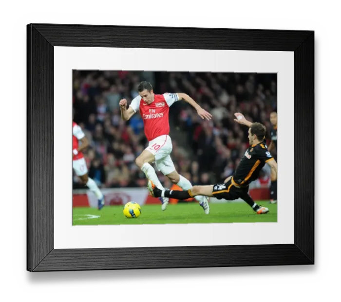 Framed Print : Robin van Persie (Arsenal) Roger Johnson (Wolves). Arsenal 1: 1 Wolverhampton Wanderers