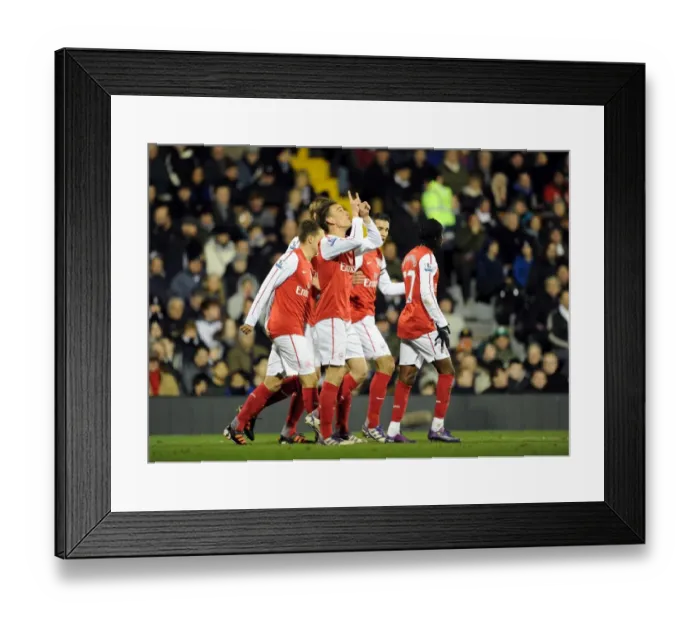 Framed Print : Koscielny's Goal: Arsenal Celebrate at Craven Cottage (2011-12) Framed Print : Koscielny's Goal: Arsenal Celebrate at Craven Cottage (2011-12)