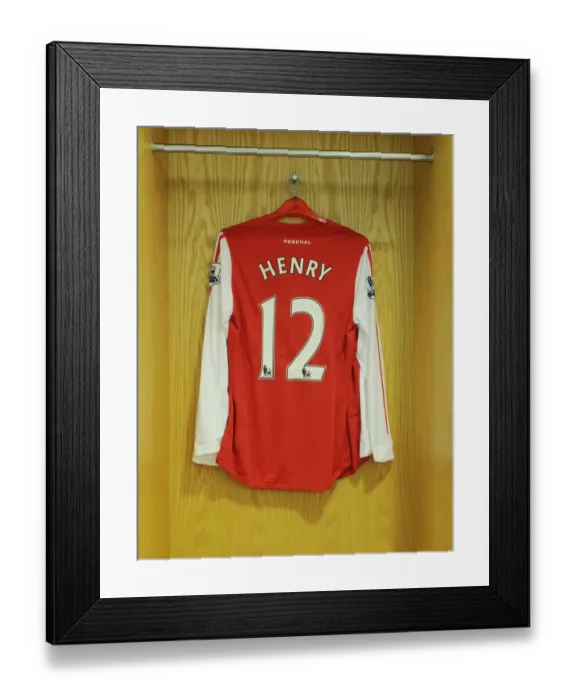 Framed Print : Thierry Henry's Shirt in Arsenal Changing Room before Arsenal vs Leeds United FA Cup Match, 2011-12