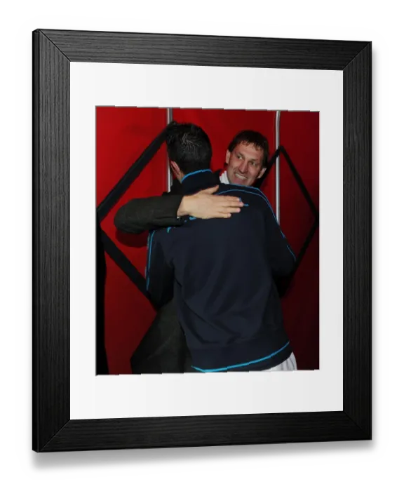 Framed Print : Arsenal Legends: Tony Adams Embraces Robin van Persie Before Arsenal vs. Queens Park Rangers, 2011-12 Framed Print : Arsenal Legends: Tony Adams Embraces Robin van Persie Before Arsenal vs. Queens Park Rangers, 2011-12