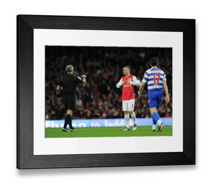 Framed Print : Arsenal's Vermaelen Booked in Arsenal vs. Queens Park Rangers (2011-12) Framed Print : Arsenal's Vermaelen Booked in Arsenal vs. Queens Park Rangers (2011-12)