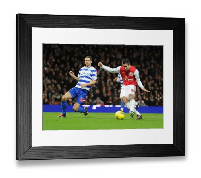 Framed Print : Robin van Persie Scores First Goal: Arsenal vs. Queens Park Rangers, 2011-12 Premier League