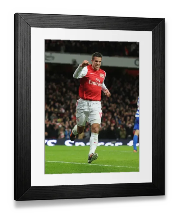 Framed Print : Robin van Persie's Goal Celebration: Arsenal vs. Queens Park Rangers (Premier League, 2011-12)