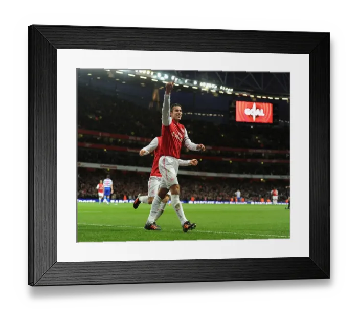 Framed Print : Van Persie and Ramsey Celebrate Arsenal's First Goal vs. Queens Park Rangers (2011-12)