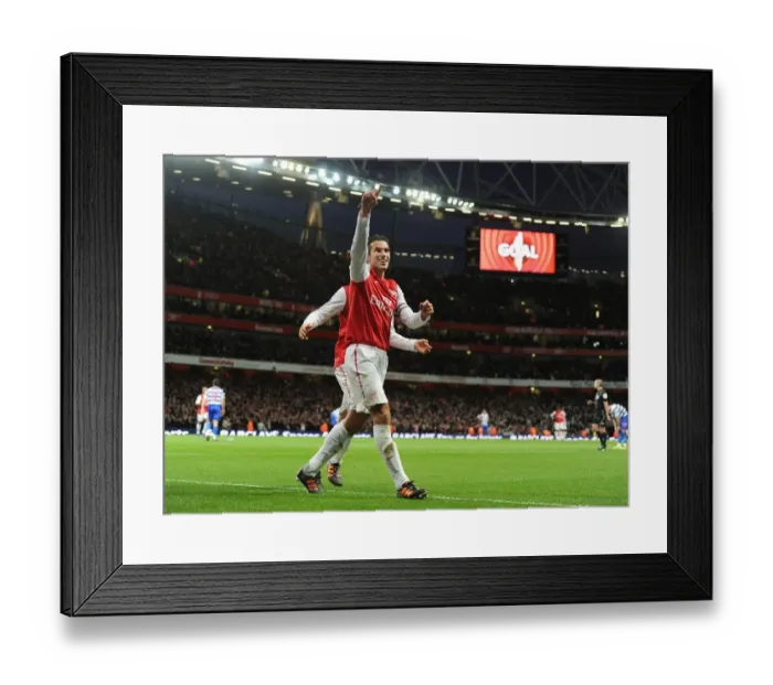 Framed Print : Unstoppable Duo: Van Persie and Ramsey's Electric Goal Celebration (Arsenal, 2011-12)