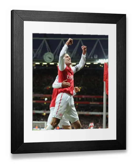 Framed Print : Arsenal's Deadly Duo: Van Persie and Ramsey Celebrate Historic Goal (2011-12) Framed Print : Arsenal's Deadly Duo: Van Persie and Ramsey Celebrate Historic Goal (2011-12)