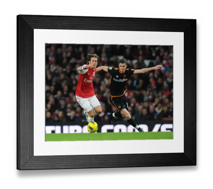 Framed Print : Arsenal vs. Wolverhampton Wanderers: Rosicky vs. Forde Clash in the Premier League (2011-2012)