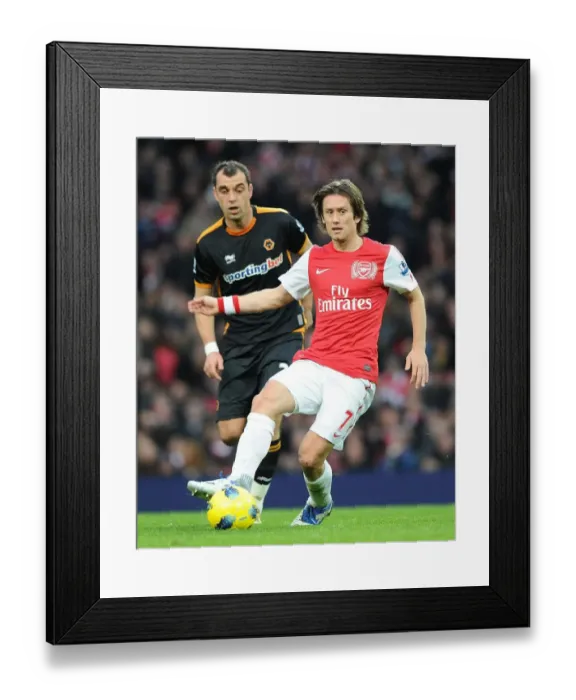 Framed Print : Arsenal's Rosicky Outmaneuvers Milijas in 2011-2012 Premier League Clash