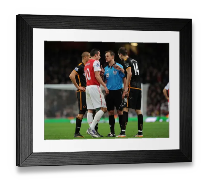 Framed Print : Arsenal's Van Persie Clashes with Wolves Johnson during Premier League Encounter (2011-2012)