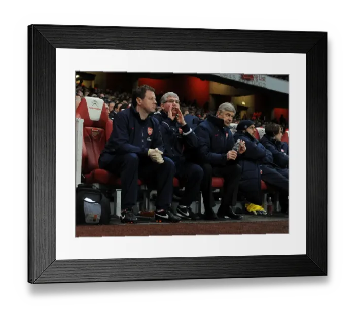 Framed Print : LONDON, ENGLAND - DECEMBER 26: R-L Arsenal manager Arsene Wenger, assistant Pat Rice