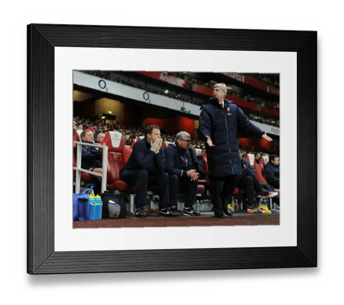 Framed Print : Arsenal's Triumvirate: Wenger, Rice, and Lewin on the Touchline (2011-2012) Framed Print : Arsenal's Triumvirate: Wenger, Rice, and Lewin on the Touchline (2011-2012)