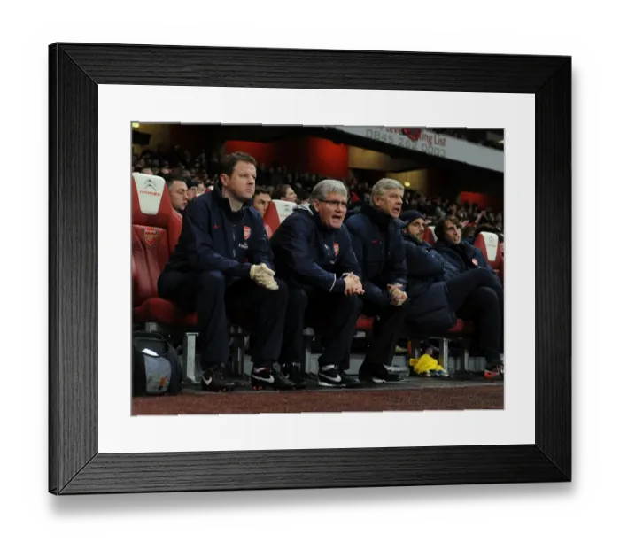 Framed Print : Arsenal's Coach Trio: Wenger, Rice, and Lewin (2011-2012) - Arsene Wenger, Pat Rice, and Colin Lewin during Arsenal vs. Wolverhampton Wanderers Framed Print : Arsenal's Coach Trio: Wenger, Rice, and Lewin (2011-2012) - Arsene Wenger, Pat Rice, and Colin Lewin during Arsenal vs. Wolverhampton Wanderers